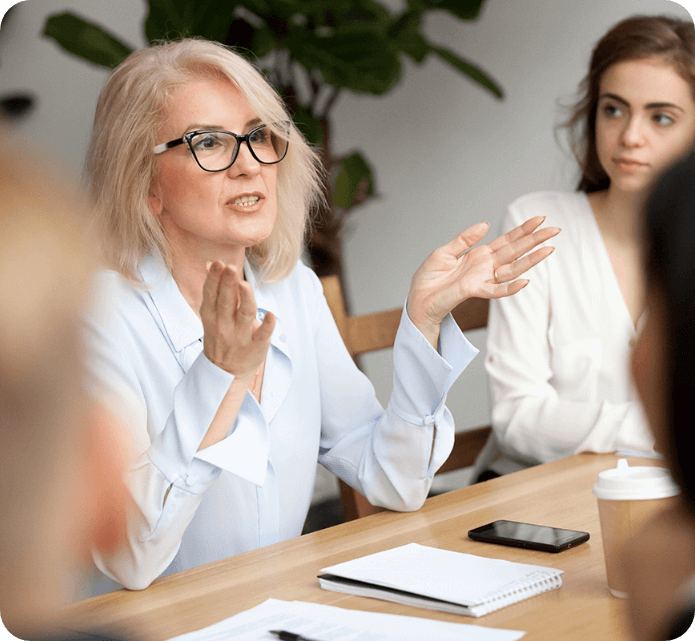 Woman talking in a meeting
